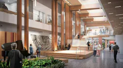 British Columbia's Cowichan District Hospital replacement project features mass timber community hall, Rendering courtesy Parkin Architects