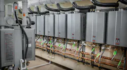 Multiple Propane Tankless Water Heaters Installed In An Apartment Building