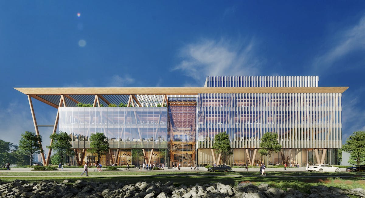 Mass timber laboratory prototype designed by SGA, based on a new collaborative study. Rendering courtesy SGA