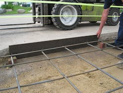 Installation of biobased fiber expansion joint, with 59% USDA Certified Biobased content. Photo: W. R. Meadows Installation of biobased fiber expansion joint, with 59% USDA Certified Biobased content. Photo: W. R. Meadows