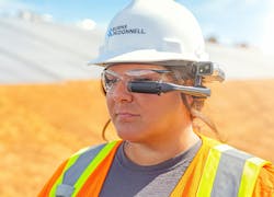 Construction worker with technology glasses AI Construction worker with technology glasses AI