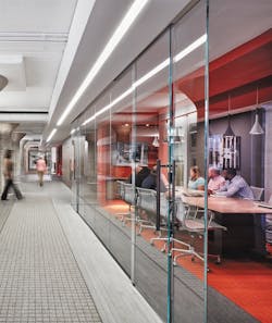 Jamestown, The Real Estate Investment And Development Firm, Transformed A Former Sears Building In Atlanta Into The Popular Mixed Use Ponce City Market, Which Includes 64,000 Sf Of Office Space That Comprises Jamestown’s Headquarters Within The Interior Office Design Is A Series Of “workzones” (pictured), Various Sized Conference Rooms Strategically Located Off The Main Corridor That Connects The Large Floorplate Jamestown, The Real Estate Investment And Development Firm, Transformed A Former Sears Building In Atlanta Into The Popular Mixed Use Ponce City Market, Which Includes 64,000 Sf Of Office Space That Comprises Jamestown’s Headquarters Within The Interior Office Design Is A Series Of “workzones” (pictured), Various Sized Conference Rooms Strategically Located Off The Main Corridor That Connects The Large Floorplate