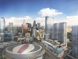 A rendering of the Oceanwide Plaza skyline in Los Angeles A rendering of the Oceanwide Plaza skyline in Los Angeles