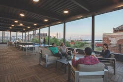 Employees on a patio Employees on a patio