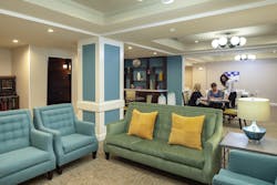 Lobby at the Regency Palms memory care/assisted living center, designed by KTGY Architecture + Planning Lobby at the Regency Palms memory care/assisted living center, designed by KTGY Architecture + Planning