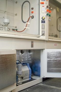 Local vacuum network pump under a fume hood Local vacuum network pump under a fume hood