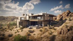 Andrew's midjourney Created image of a modern residence in the desert Andrew's midjourney Created image of a modern residence in the desert