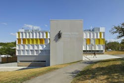 Nine different ALPOLIC metal composite material finishes clad the renovated exterior of Fleming College's A Wing building Nine different ALPOLIC metal composite material finishes clad the renovated exterior of Fleming College's A Wing building