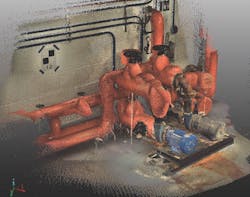 Scan of pipes in the mechanical rooms at One Liberty Plaza Scan of pipes in the mechanical rooms at One Liberty Plaza