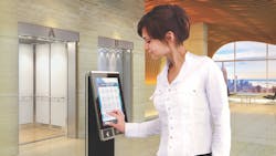 Lady using Tyssenkrupp Agile Lady using Tyssenkrupp Agile