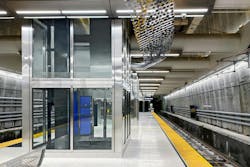 2-hour fire resistive glass elevator enclosure by SAFTI FIRST® at San Francisco’s Union Square Station platform 2-hour fire resistive glass elevator enclosure by SAFTI FIRST® at San Francisco’s Union Square Station platform