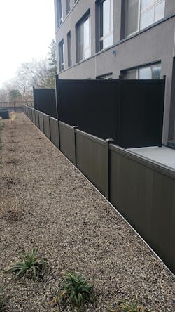 Ultra Privacy Fence Dividers With Custom Fishplate Mounts Between Residential Spaces Ultra Privacy Fence Dividers With Custom Fishplate Mounts Between Residential Spaces