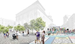 Conceptual rendering of proposed plaza Conceptual rendering of proposed plaza