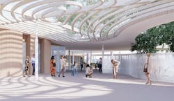 Render of parents with children in modern environment Render of parents with children in modern environment