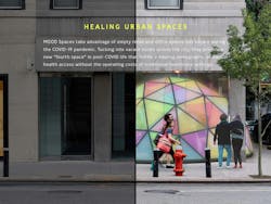 Depiction of remote therapy office: MOOD Space in urban scene Depiction of remote therapy office: MOOD Space in urban scene