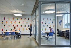 High school students talking and studying High school students talking and studying