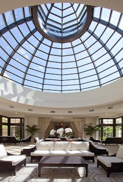 Inside the dome coated in Valspar Fluropon Classic II in Bronze Inside the dome coated in Valspar Fluropon Classic II in Bronze