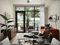 Model apartment green interior Model apartment green interior