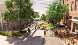 Rendering Of Exterior Courtyard Beside The Building Rendering Of Exterior Courtyard Beside The Building