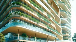 Office tower with foliage Office tower with foliage