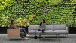 Women Sitting On A Couch Next To A Green Wall Women Sitting On A Couch Next To A Green Wall
