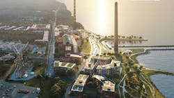 A city with a tall tower A city with a tall tower