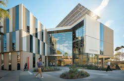 A Building With Glass Windows A Building With Glass Windows