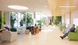 Interior Rendering Of A Patient Waiting Area With Natural Light Interior Rendering Of A Patient Waiting Area With Natural Light