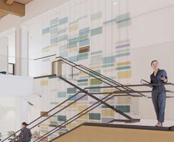 Glass feature wall in medical center rendering Glass feature wall in medical center rendering