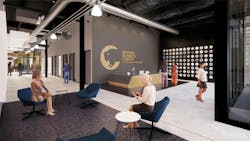 Building 48 north reception rendering Building 48 north reception rendering