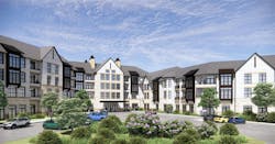 A rendering of the Mozaic Concierge Living senior living community in Stamford, CT A rendering of the Mozaic Concierge Living senior living community in Stamford, CT