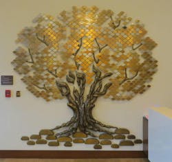 The Etz Chiam, or Tree of Life, is a mosaic of 'leaves' engraved with the names of donors at Jewish Senior Services in Bridgeport, CT. Photo Courtesy Mozaic Senior Life The Etz Chiam, or Tree of Life, is a mosaic of 'leaves' engraved with the names of donors at Jewish Senior Services in Bridgeport, CT. Photo Courtesy Mozaic Senior Life