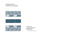 Detailed view of private locker room modules Detailed view of private locker room modules