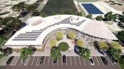 Jesus S. Duran Eastside Library's exterior canopy Jesus S. Duran Eastside Library's exterior canopy