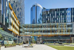 Example Of Custom Frit Pattern Used To Highlight Bridge At Amazon Nitro, Seattle, Wa Example Of Custom Frit Pattern Used To Highlight Bridge At Amazon Nitro, Seattle, Wa