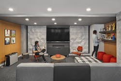 Two people sit in the Garage Two people sit in the Garage