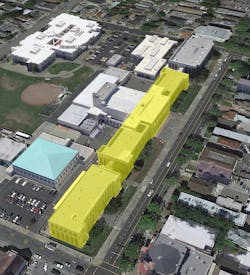 An Aerial View Shows The Scope Of The Work, Which Included New Bracing To Keep The Buildings Apart In The Event Of An Earthquake An Aerial View Shows The Scope Of The Work, Which Included New Bracing To Keep The Buildings Apart In The Event Of An Earthquake