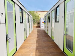 Living/sleeping units at LifeMoves Mountain View in California Living/sleeping units at LifeMoves Mountain View in California