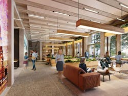 A light-filled lobby is welcoming A light-filled lobby is welcoming