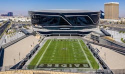 Allegiant Stadium with grass field outside Allegiant Stadium with grass field outside