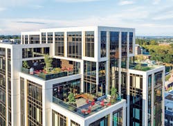 Three bi-level outdoor space in biophilic residence Three bi-level outdoor space in biophilic residence