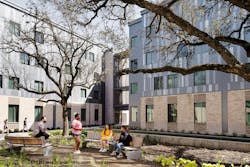 Inner courtyard including preserved oaks Inner courtyard including preserved oaks
