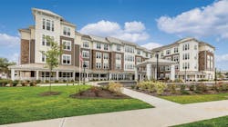 Senior living facility exterior on sunny day Senior living facility exterior on sunny day