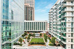 U-shaped multifamily development on Midtown Atlanta skyline U-shaped multifamily development on Midtown Atlanta skyline