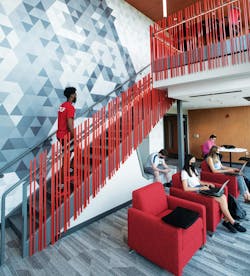 Belknap residence hall interior students lounging Belknap residence hall interior students lounging