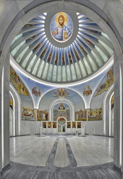 St. Nicholas Greek Orthodox Church and National Shrine Angle from the Narthax into the Nave - Photo(s) © Alan Karchmer for Santiago Calatrava St. Nicholas Greek Orthodox Church and National Shrine Angle from the Narthax into the Nave - Photo(s) © Alan Karchmer for Santiago Calatrava