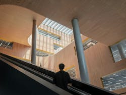 An expansive atrium connects the library's seven floors. Credit Tian Fangfang An expansive atrium connects the library's seven floors. Credit Tian Fangfang