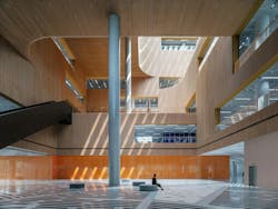 The atrium's lower level is designed to host events and exhibitions. Credit Tian Fangfang The atrium's lower level is designed to host events and exhibitions. Credit Tian Fangfang