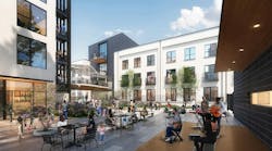 Rendering of mixed-use multifamily courtyard Rendering of mixed-use multifamily courtyard