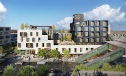 HUB 32 multifamily, mixed-use development front view HUB 32 multifamily, mixed-use development front view